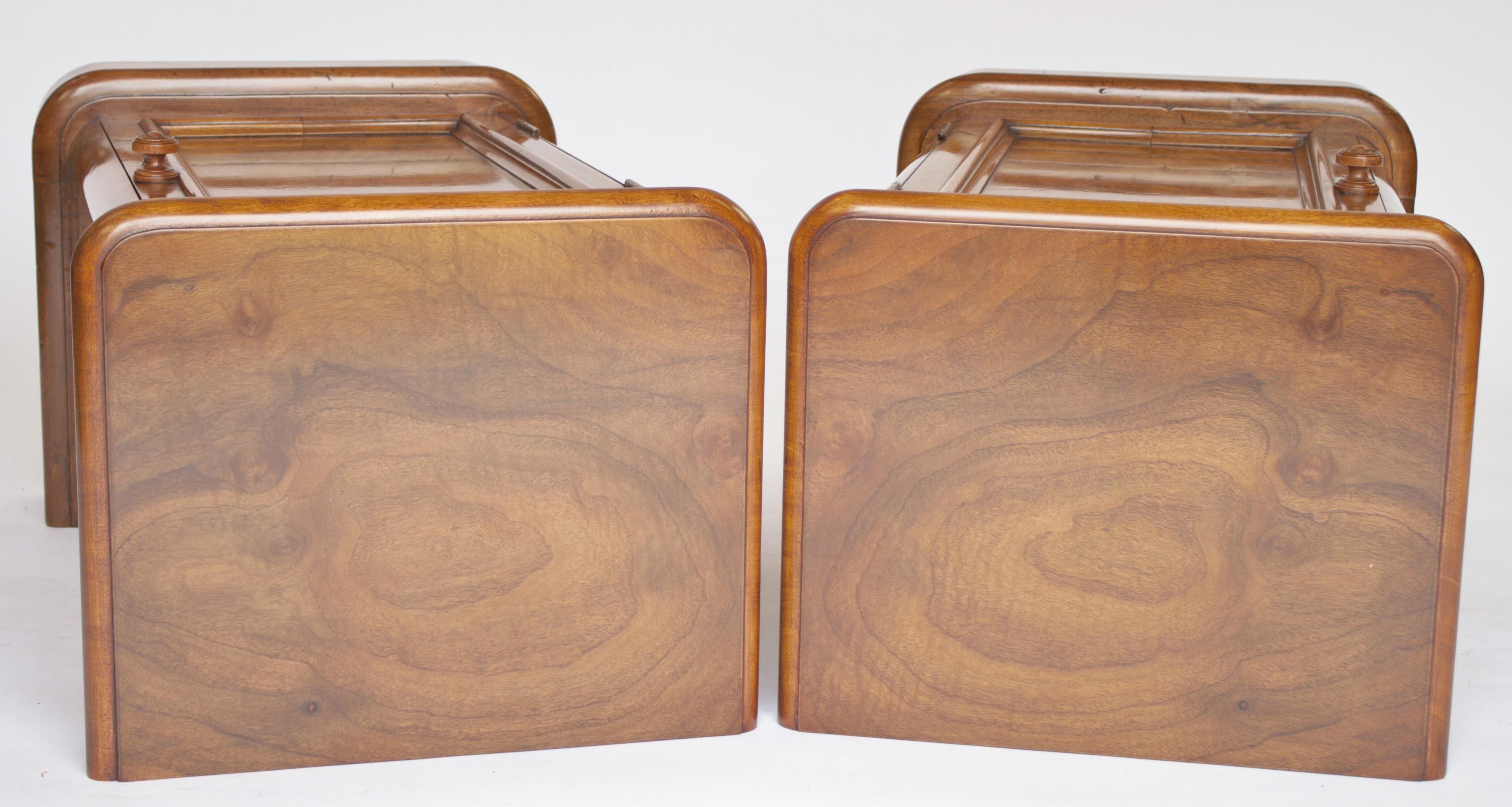 Walnut Pair Fine Victorian Burr Wanut Bedside Cupboards For Sale