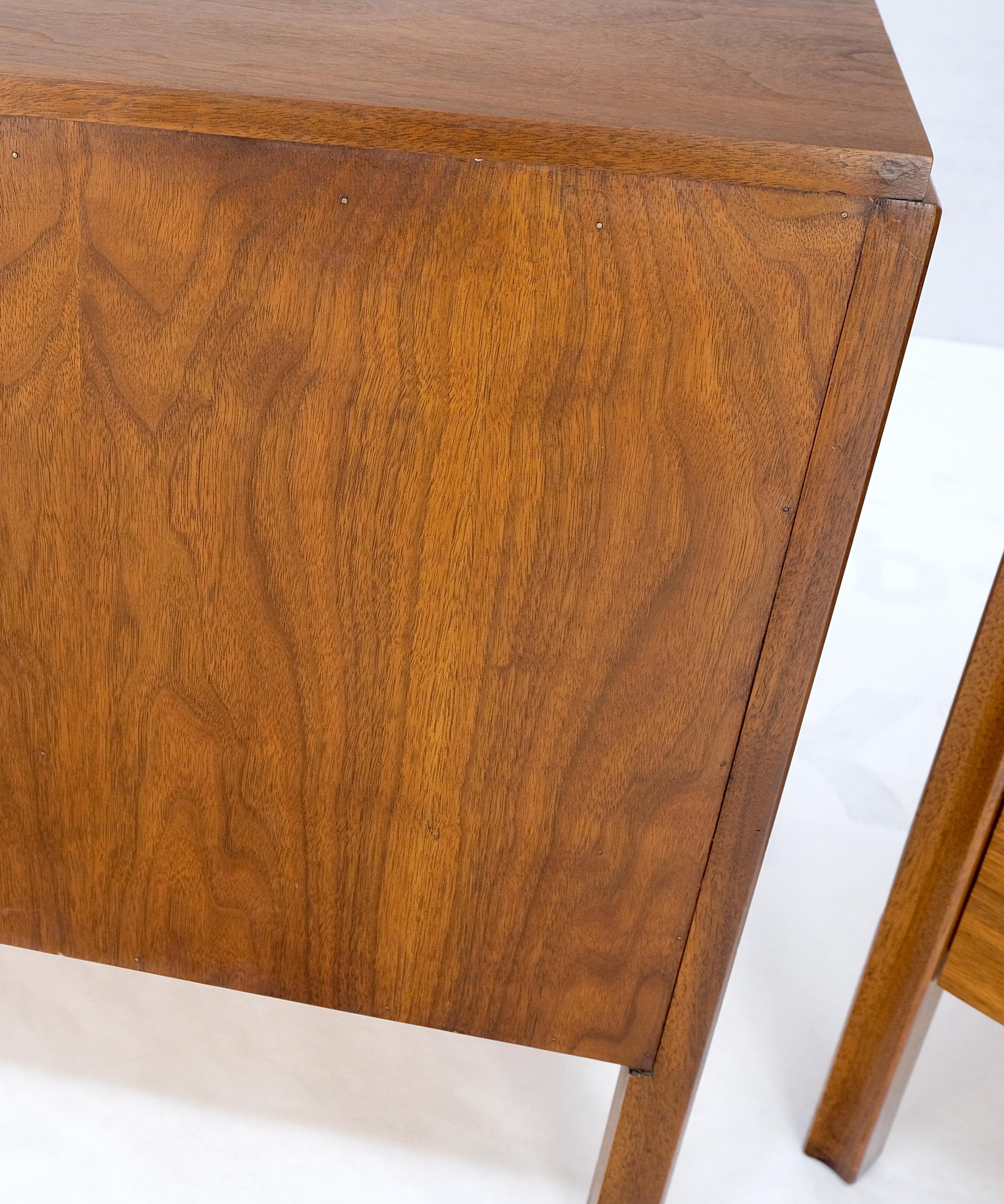 Mid-Century Modern Pair Finished Back Danish Mid Century Modern One Drawer Walnut Night Stands MINT For Sale