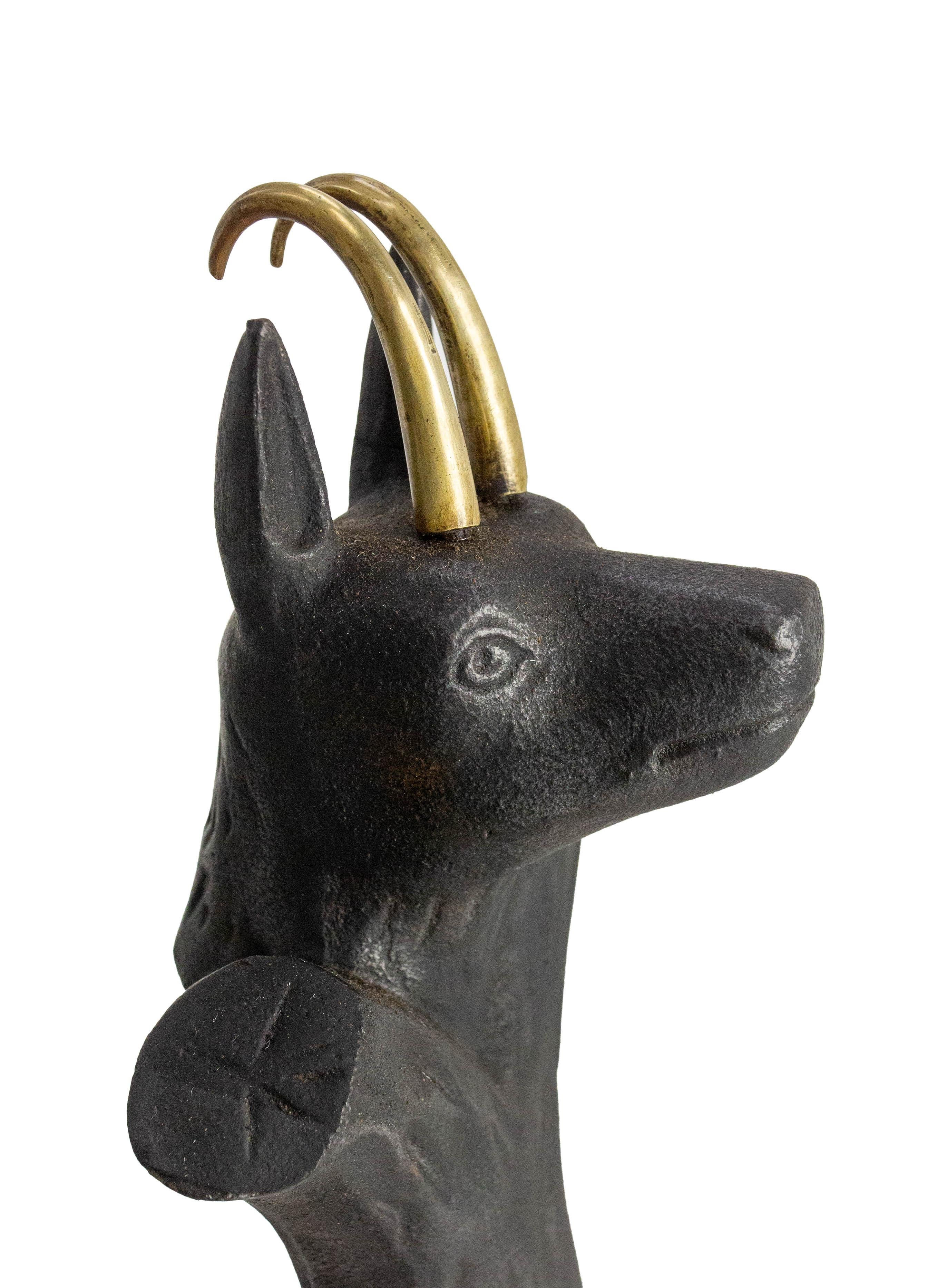 Pair Fireplace Andirons Wrought Iron Firedogs Ibex Inspiration, France, c 1950 For Sale 4