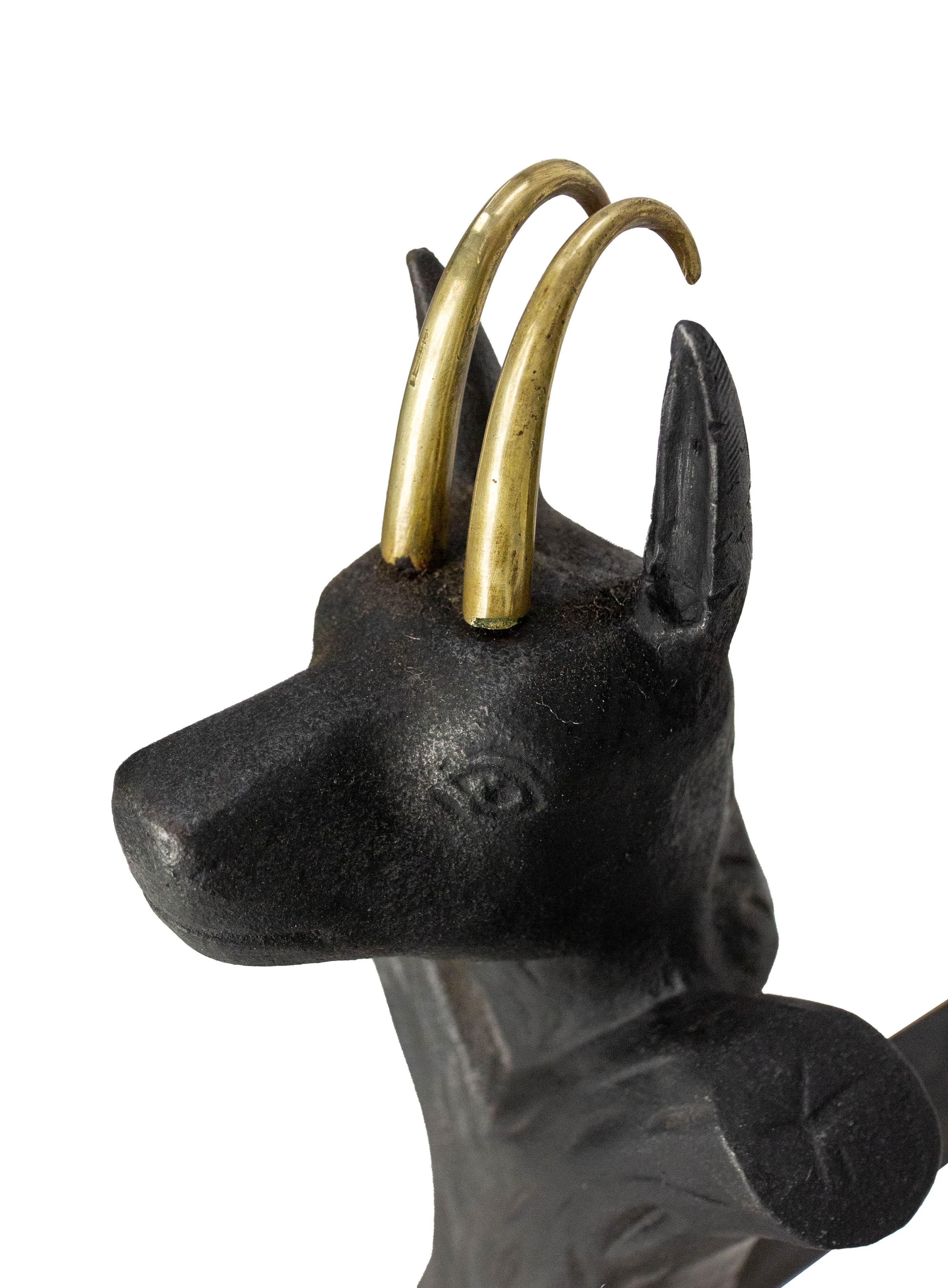 Pair Fireplace Andirons Wrought Iron Firedogs Ibex Inspiration, France, c 1950 For Sale 3