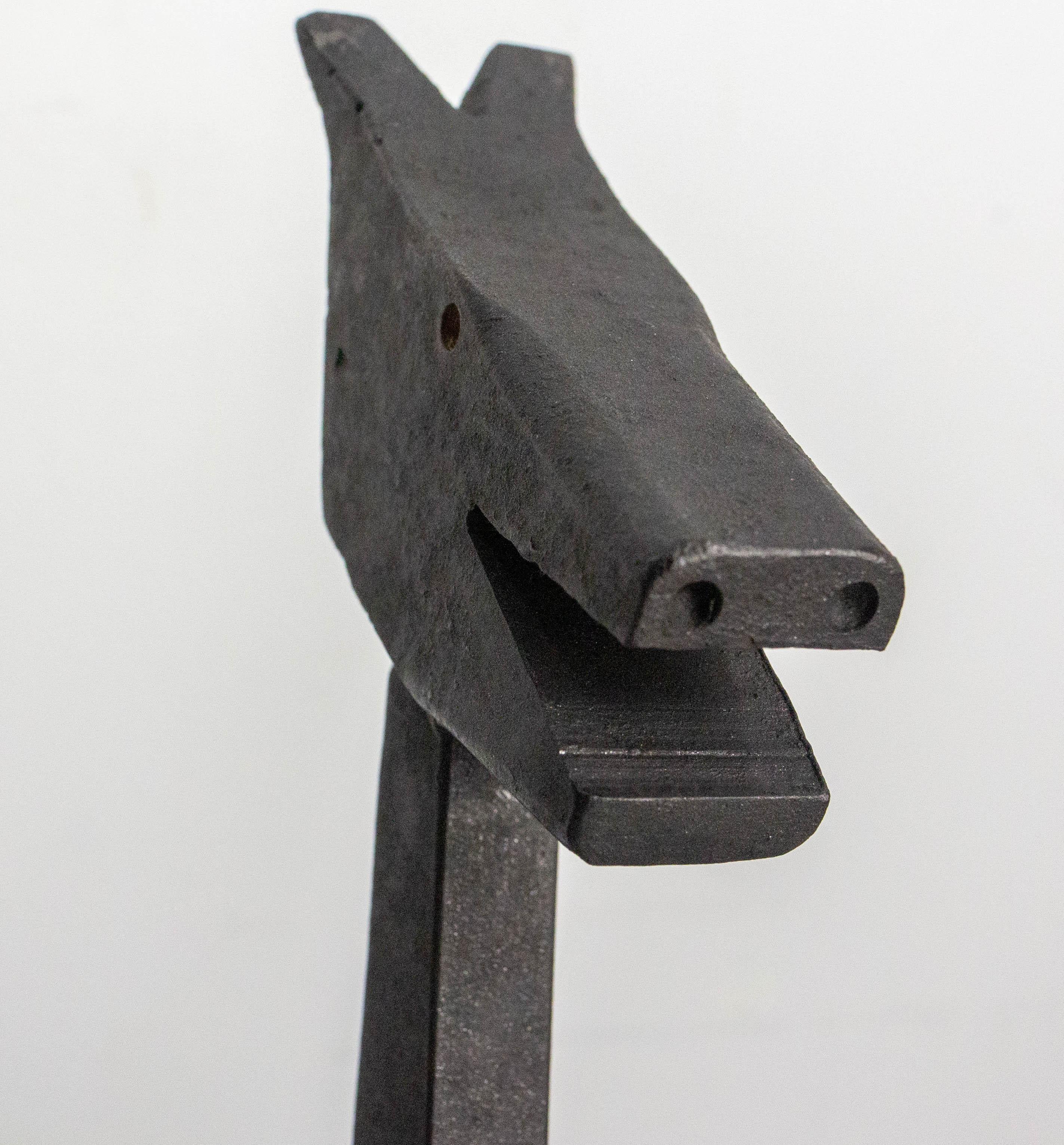 Pair Fireplace Andirons Wrought Iron Firedogs Mythical Creatures, France, c 1960 For Sale 4