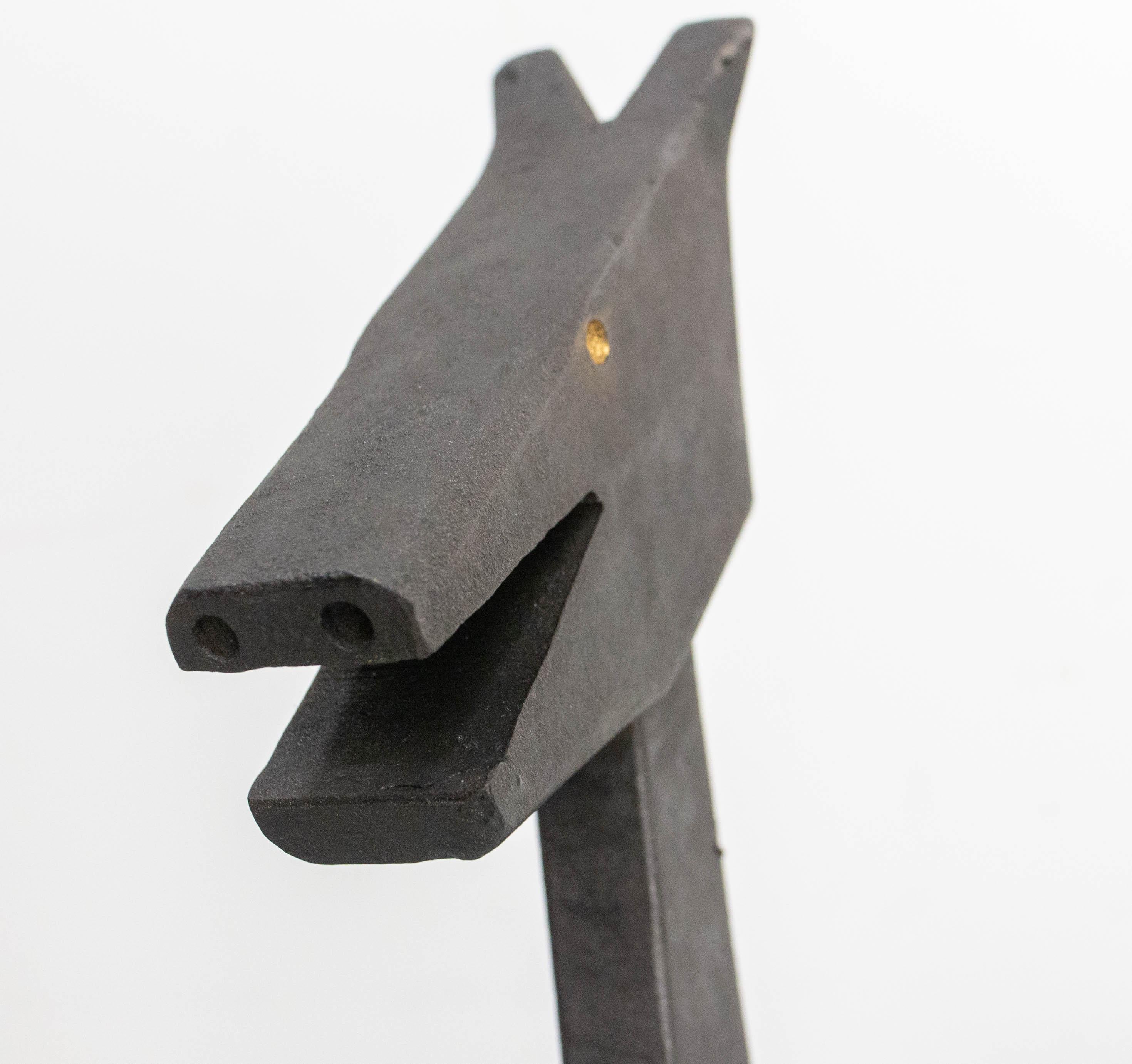 Pair Fireplace Andirons Wrought Iron Firedogs Mythical Creatures, France, c 1960 For Sale 5