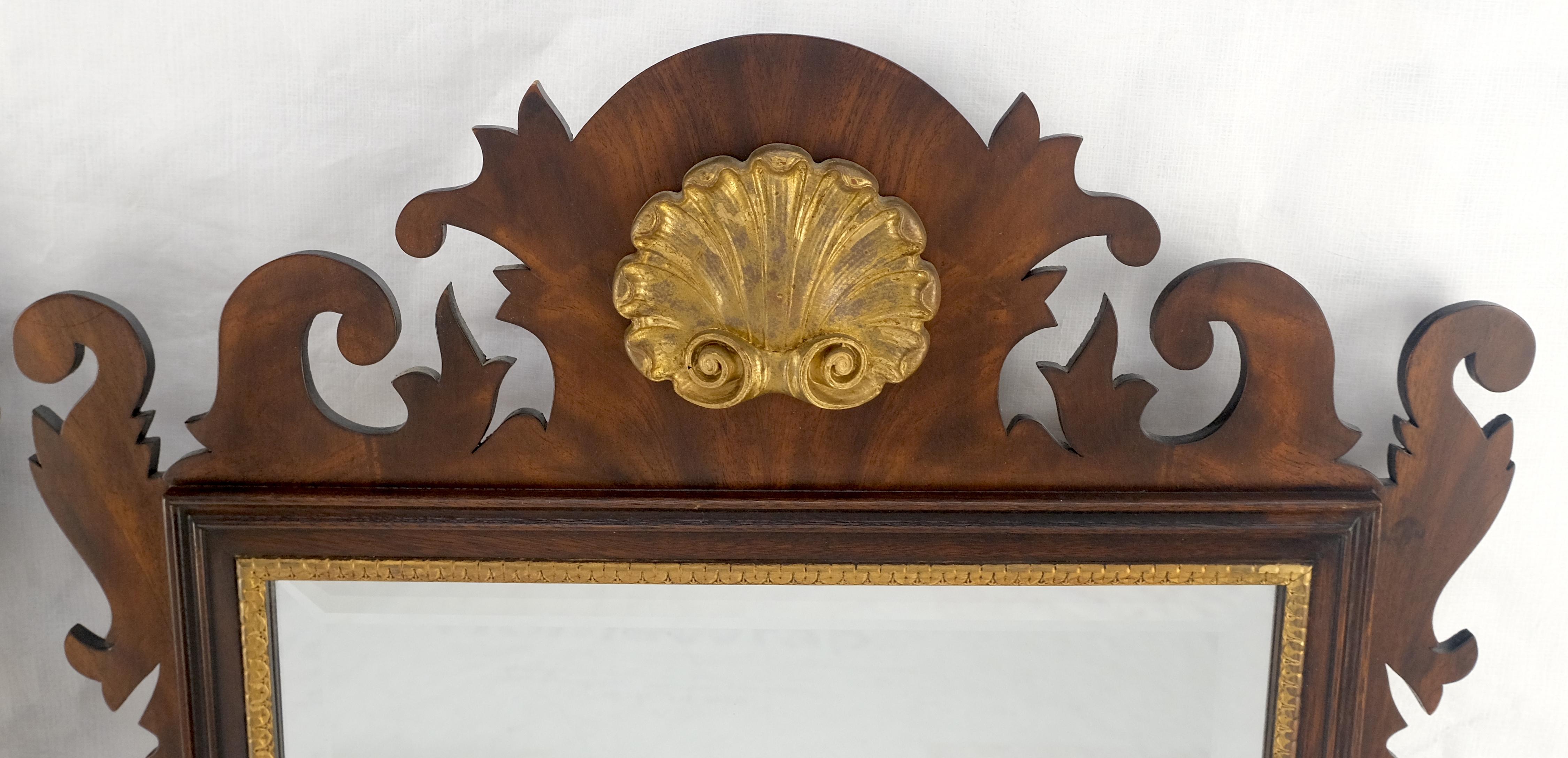 Paar von Flamme Mahagoni vergoldet Jakobsmuschel Mount Virginia Galerien Henkel Harris Beveled Wandspiegel MINT!