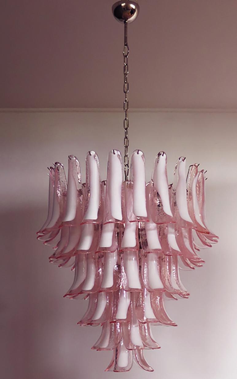 Pair of 'Flamingo' Italian 75 Petal Chandeliers, Murano In Excellent Condition In Budapest, HU