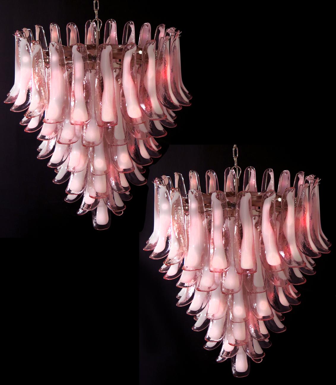 'Flamingo' Italian 75 Petal Chandeliers, Murano 1