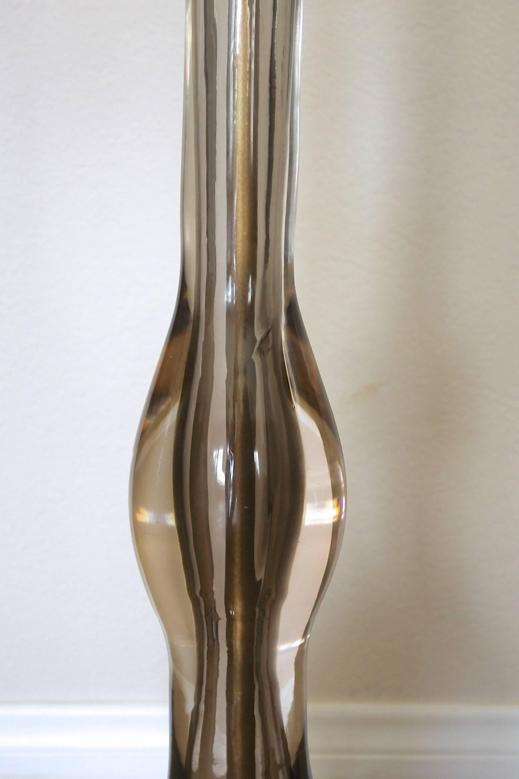 Pair of Flavio Poli Seguso Sommerso Murano Brown Glass Table Lamps 1