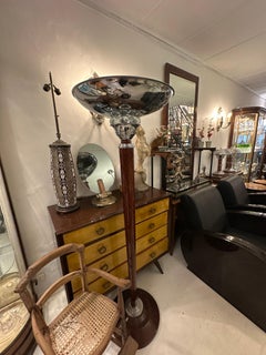 Pair Floor Lamps Art Deco 1920, France, Materials: Wood, Chrome and Glass