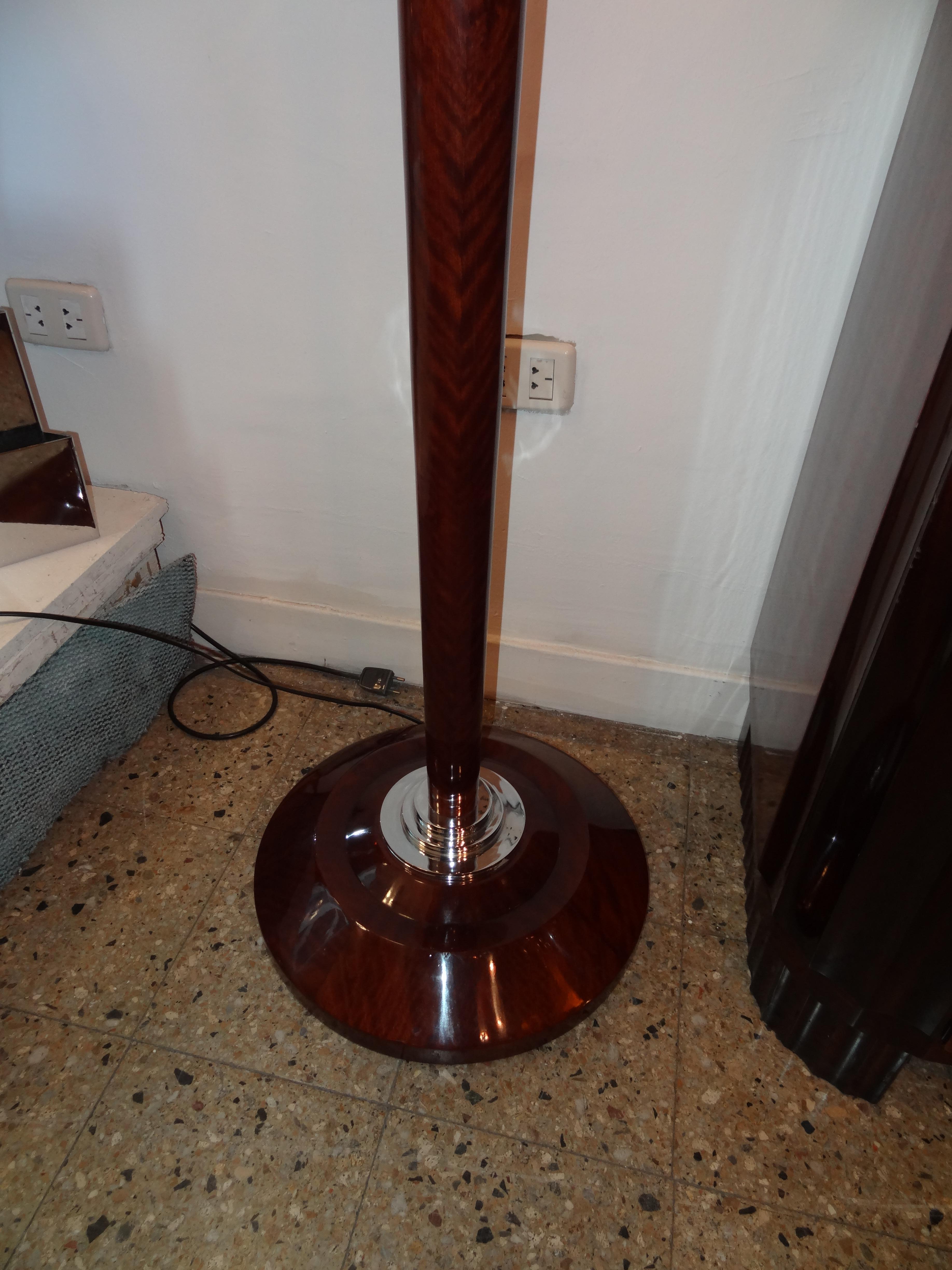 Pair Floor Lamps Art Deco 1920, France, Materials: Wood, Chrome and Glass For Sale 2