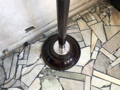 Pair Floor Lamps Art Deco 1930, France, Materials: Wood, Chrome and glass tubes