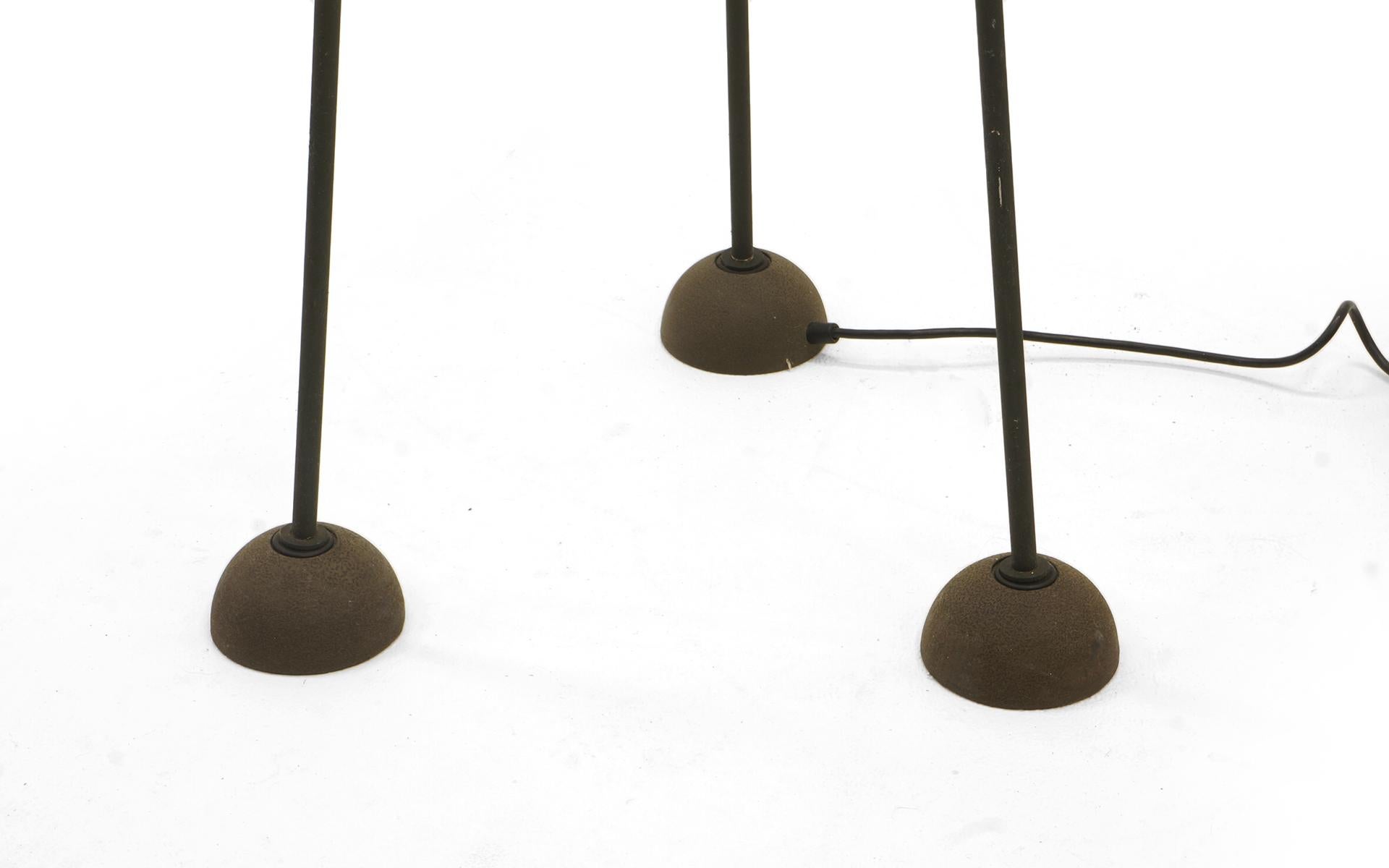 American Pair of Floor Lamps by Koch and Lowy, Black Tripod Stands with Halogen Fixtures For Sale