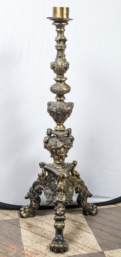 Pair Floor Standing Bronze Candlesticks