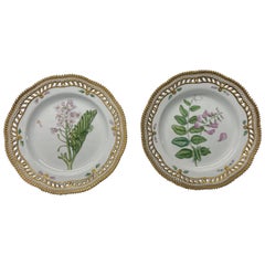 Vintage Pair, Flora Danica by Royal Copenhagen 9" Botanical Luncheon Plates