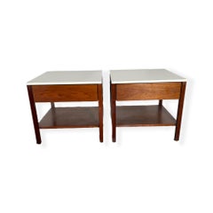 Pair Florence Knoll Walnut Nightstands