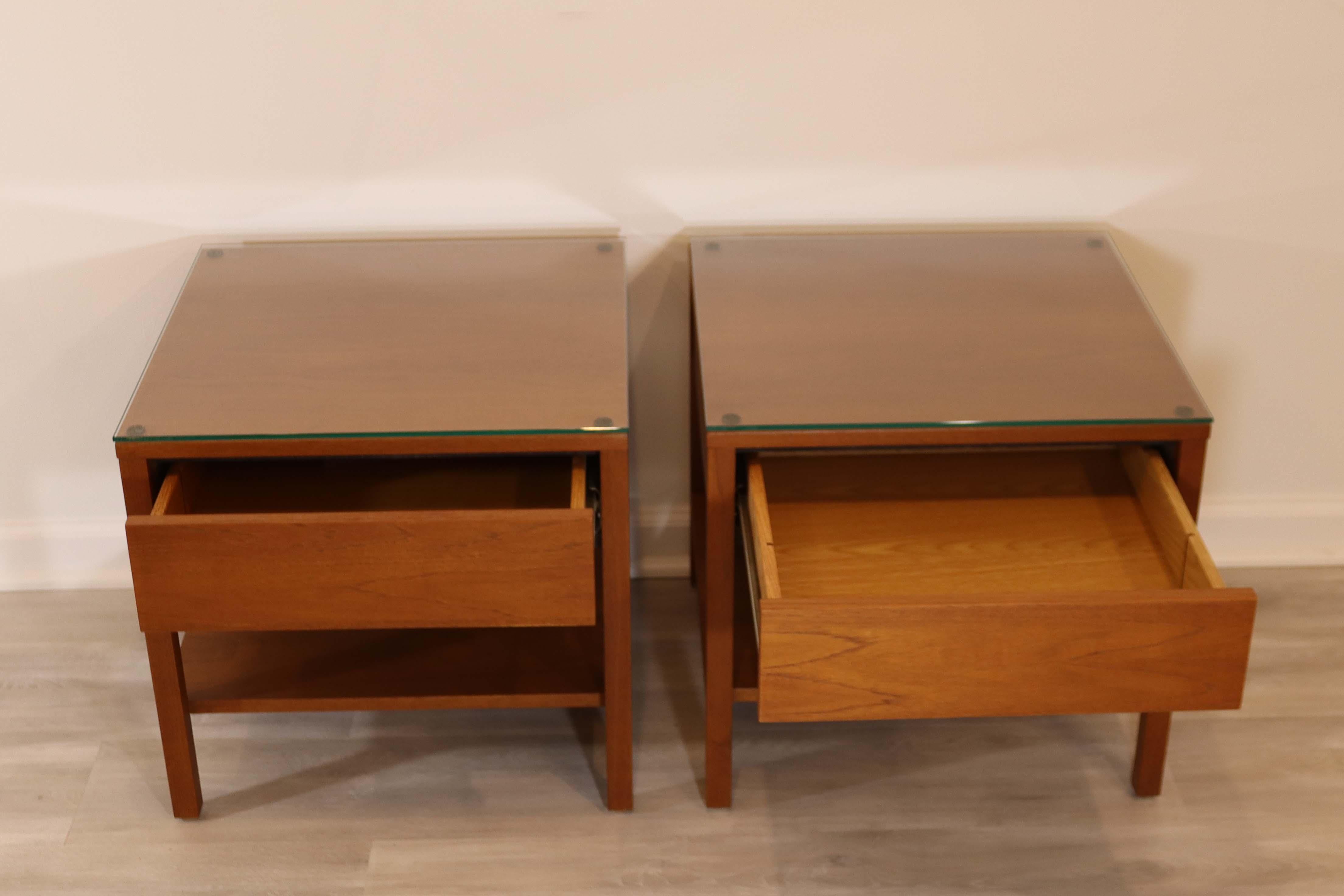 Pair Florence Knoll Walnut Nightstands Side Tables Mid-Century Modern Vintage 4