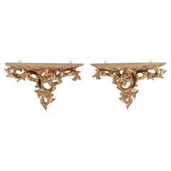 Pair Florentine Giltwood Wall Shelves