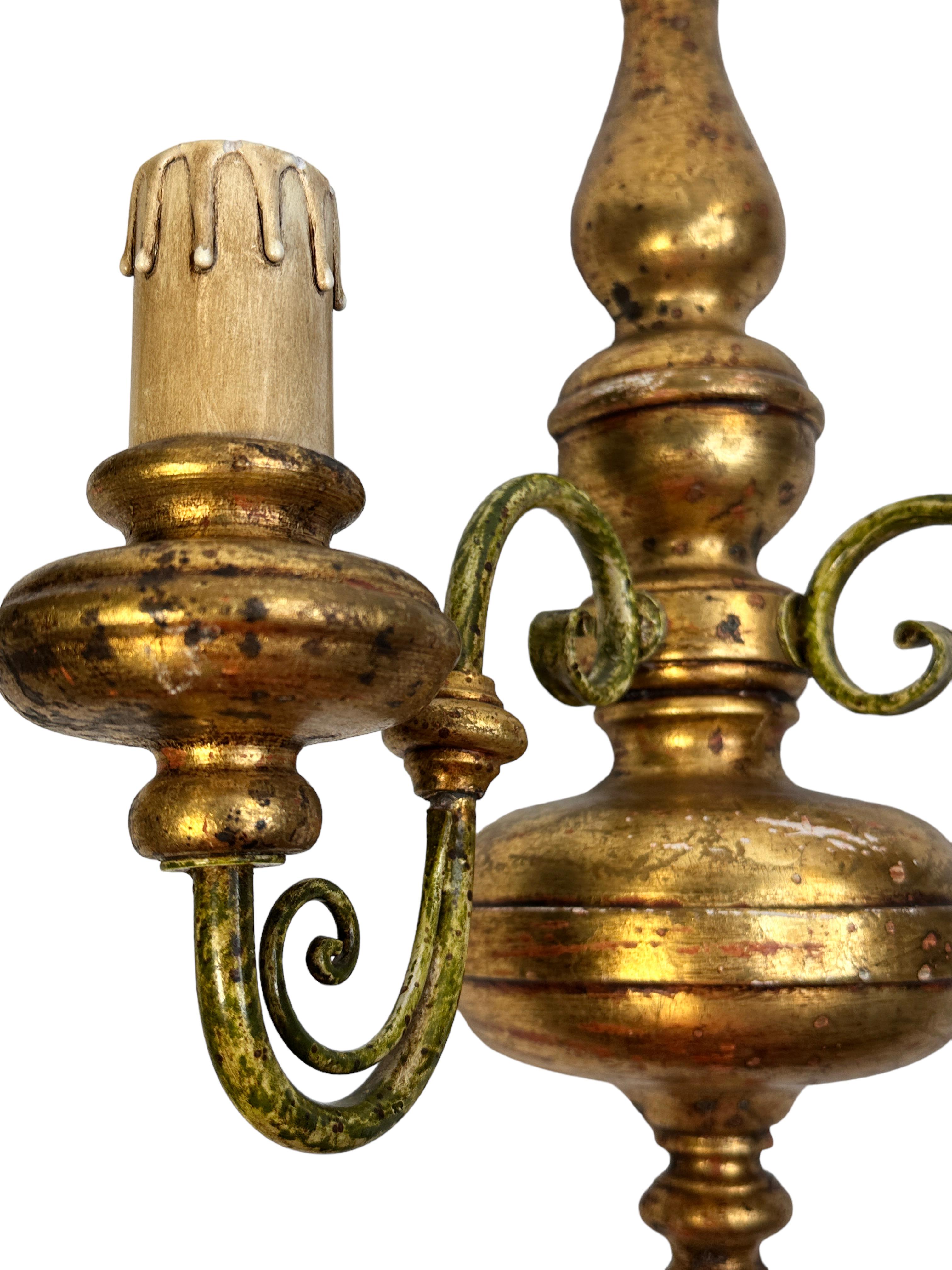 Pair Florentine Tole Toleware Italian Gilt Wood Sconce, Italy, 1980s For Sale 4