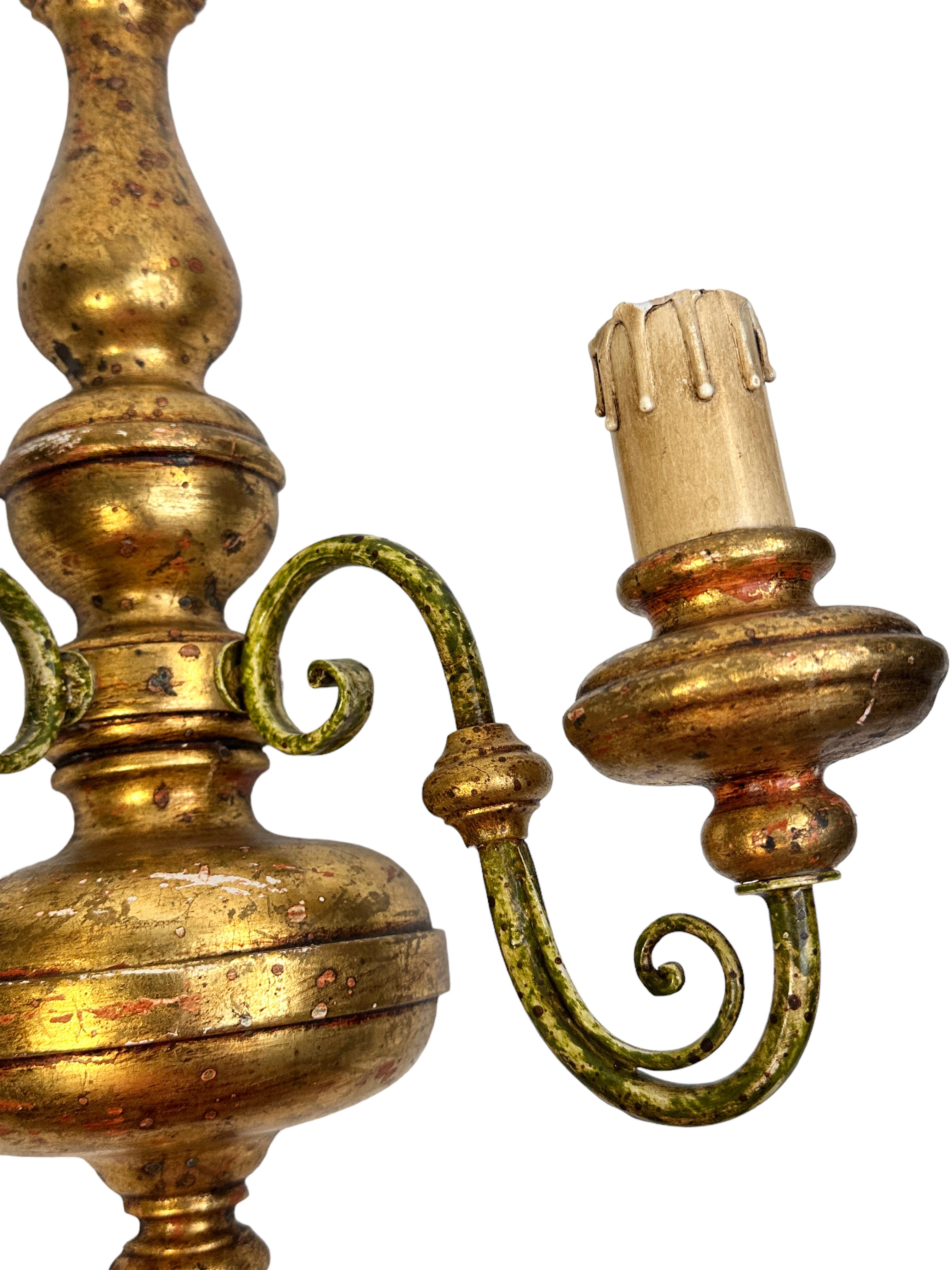 Pair Florentine Tole Toleware Italian Gilt Wood Sconce, Italy, 1980s For Sale 6