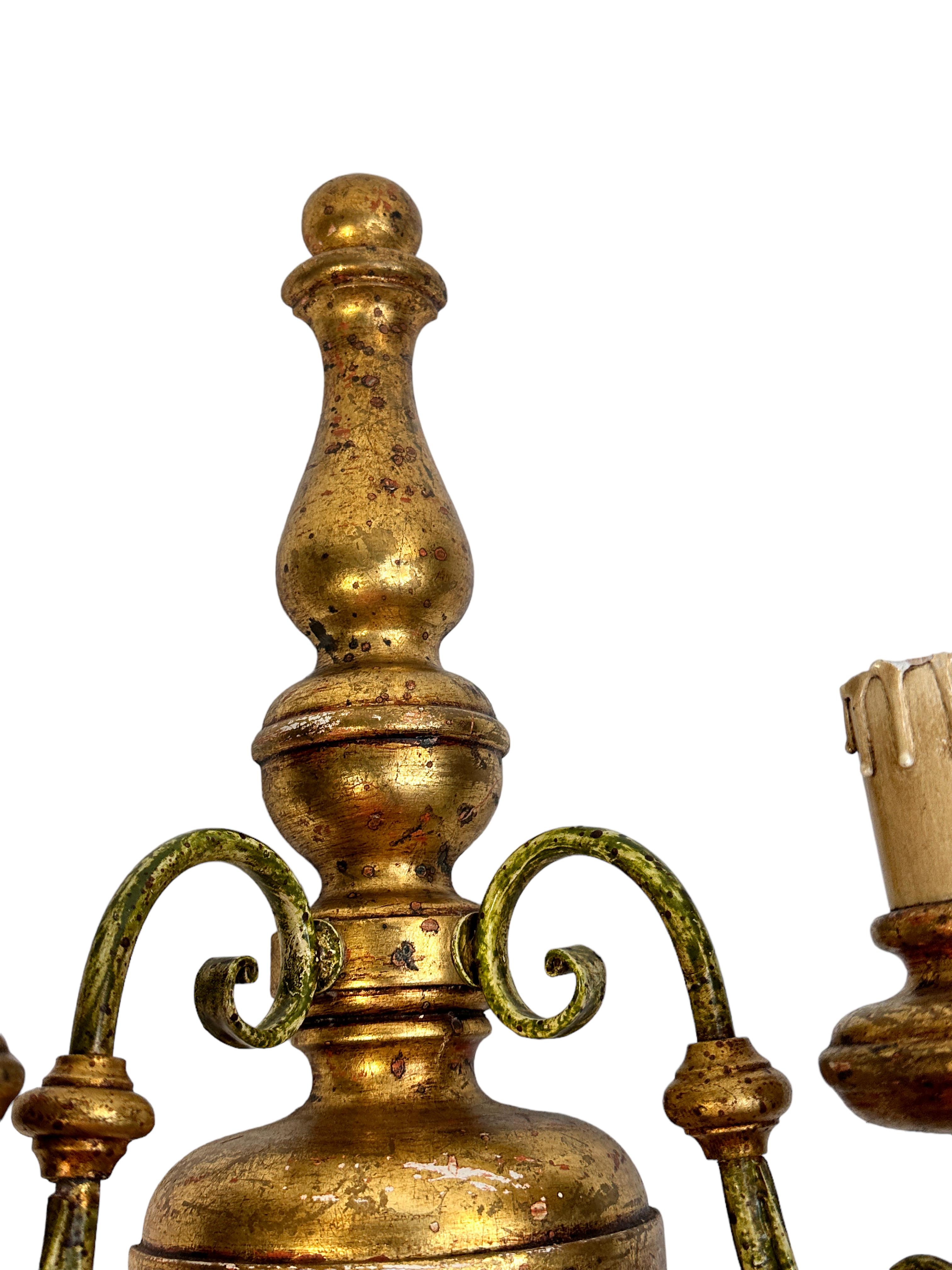 Pair Florentine Tole Toleware Italian Gilt Wood Sconce, Italy, 1980s For Sale 7