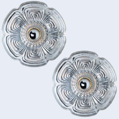 Pareja de apliques Flower Glass Flush Mounts de Heinz Neuhaus Leuchten, 1970