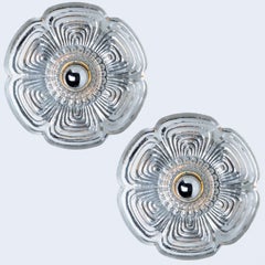 Paar Blumenglas-Wandleuchten Flush Mounts von Heinz Neuhaus Leuchten, 1970