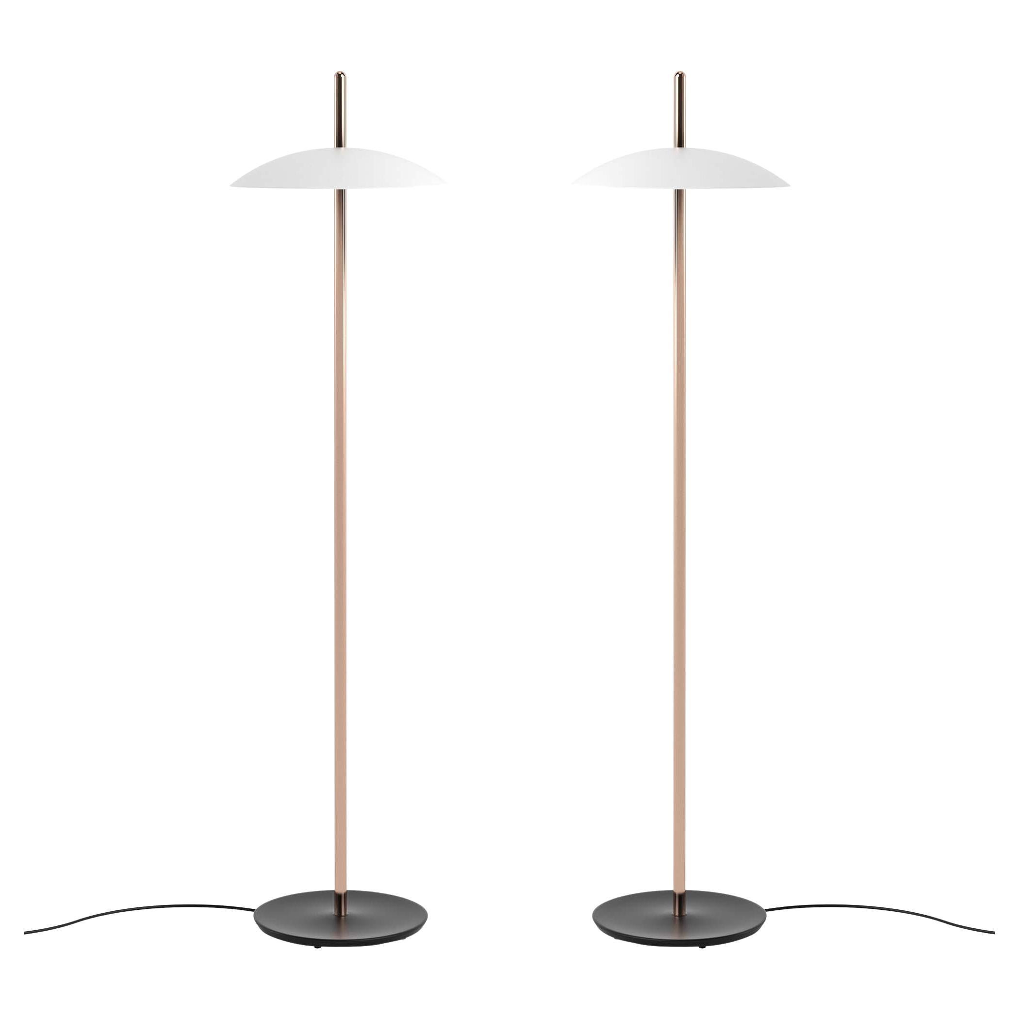 Pair fo White and Copper Signal Floor Lamp from Souda, Made to Order For Sale