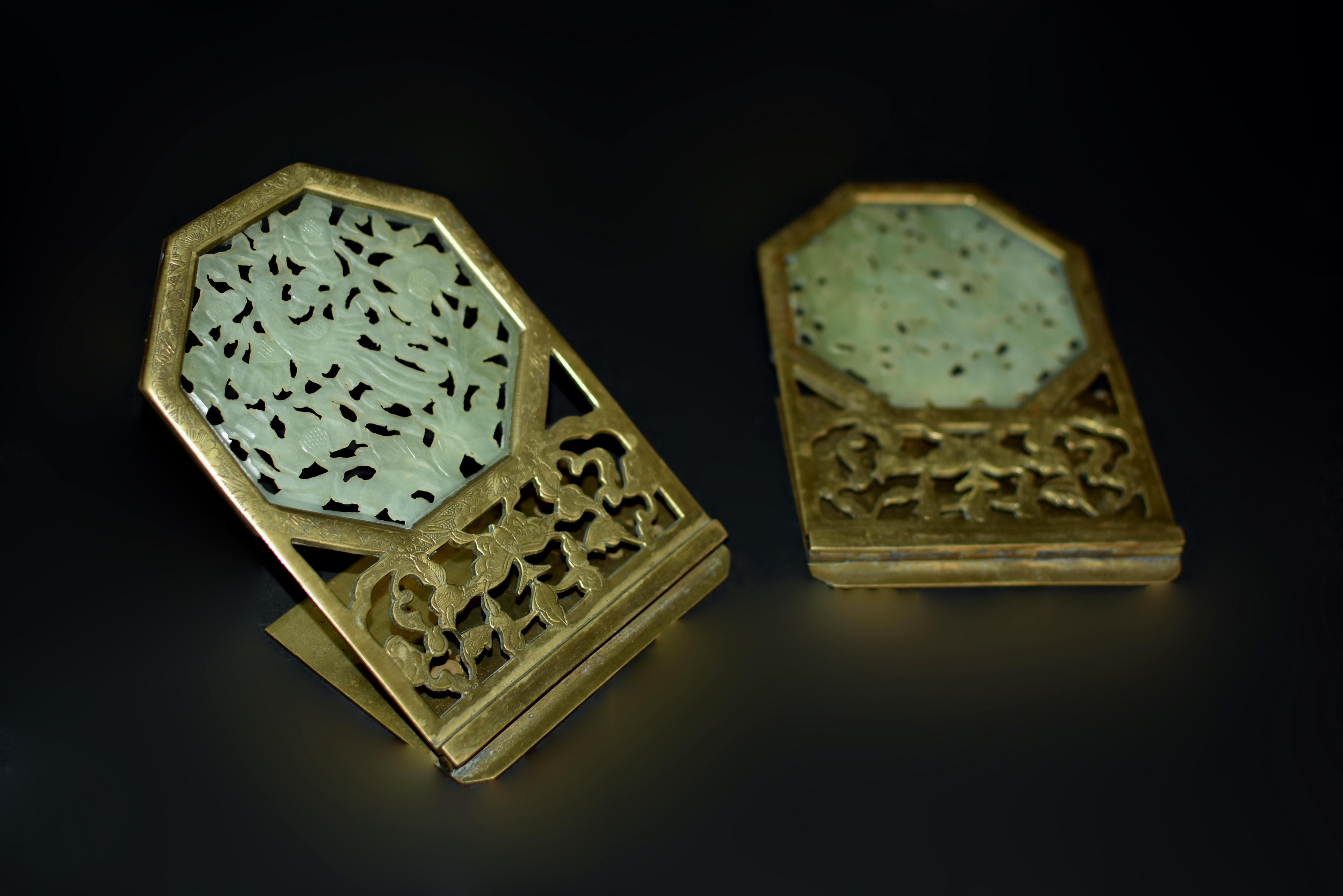 Pair Foldable Chinse Antique Jade Bookends For Sale 3
