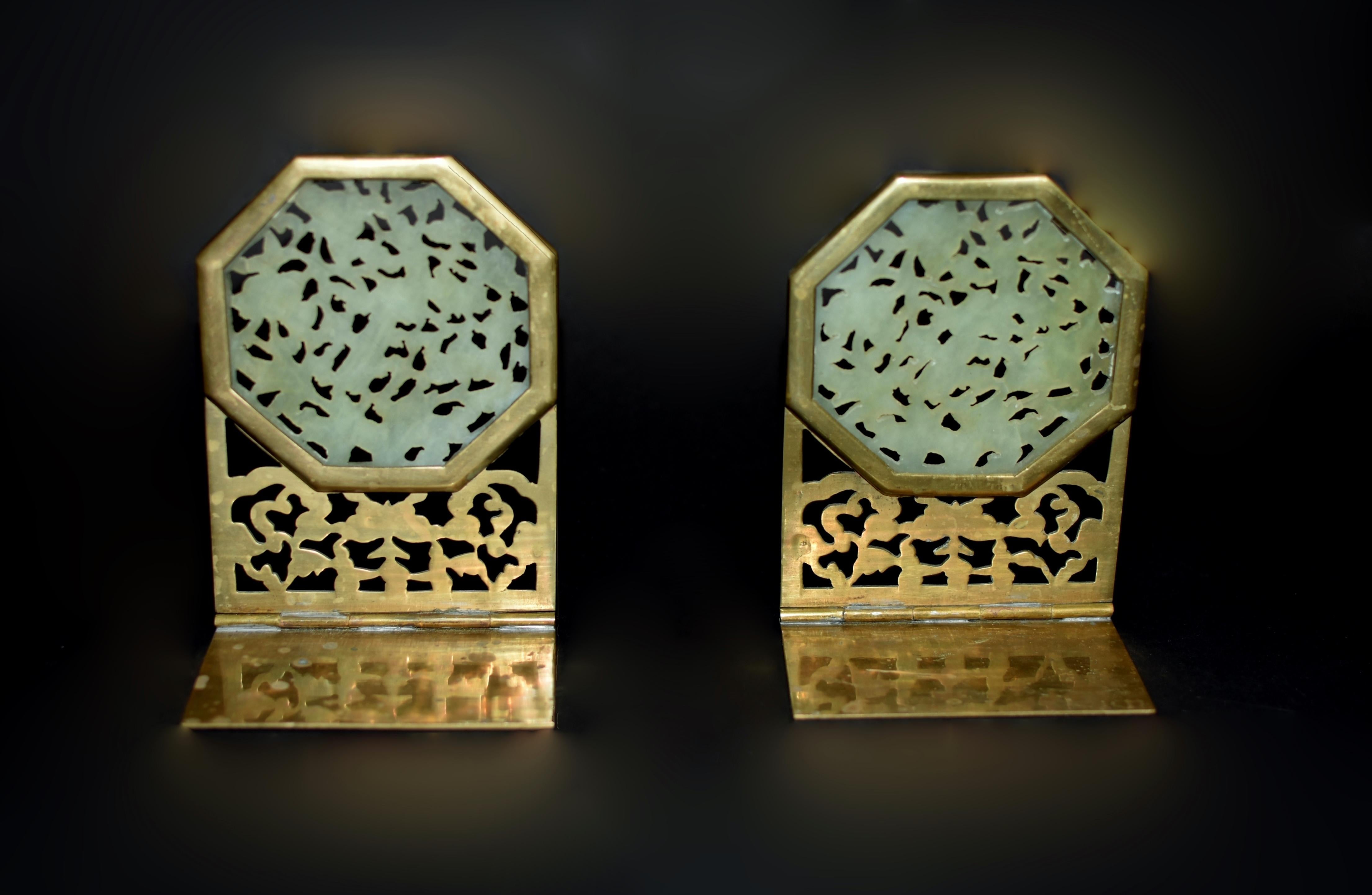 Pair Foldable Chinse Antique Jade Bookends For Sale 2
