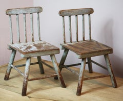 Pair of English wooden Folk Art Chairs