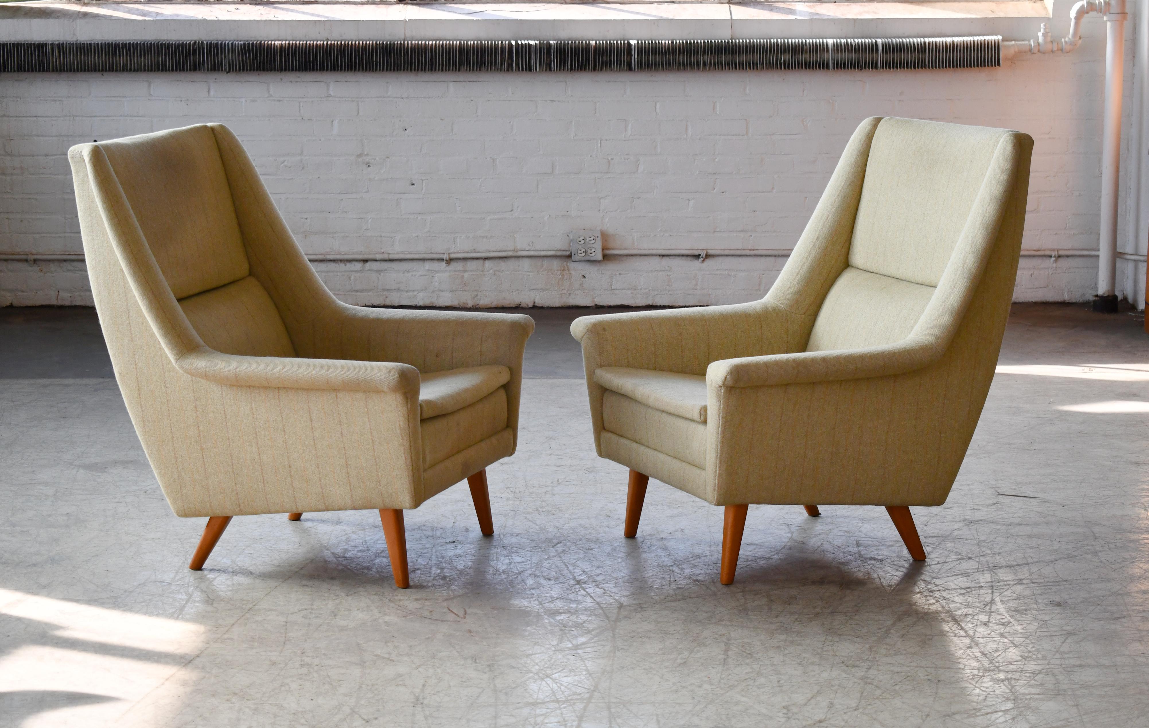 Pair of Folke Ohlsson Lounge Chairs for Fritz Hansen Danish Midcentury 6