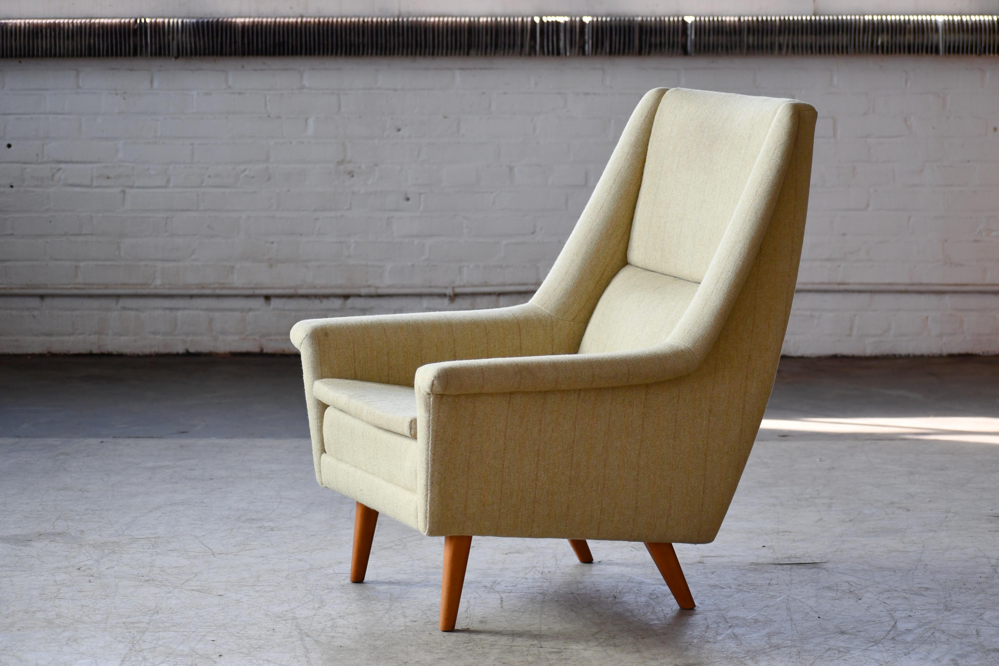 Wool Pair of Folke Ohlsson Lounge Chairs for Fritz Hansen Danish Midcentury