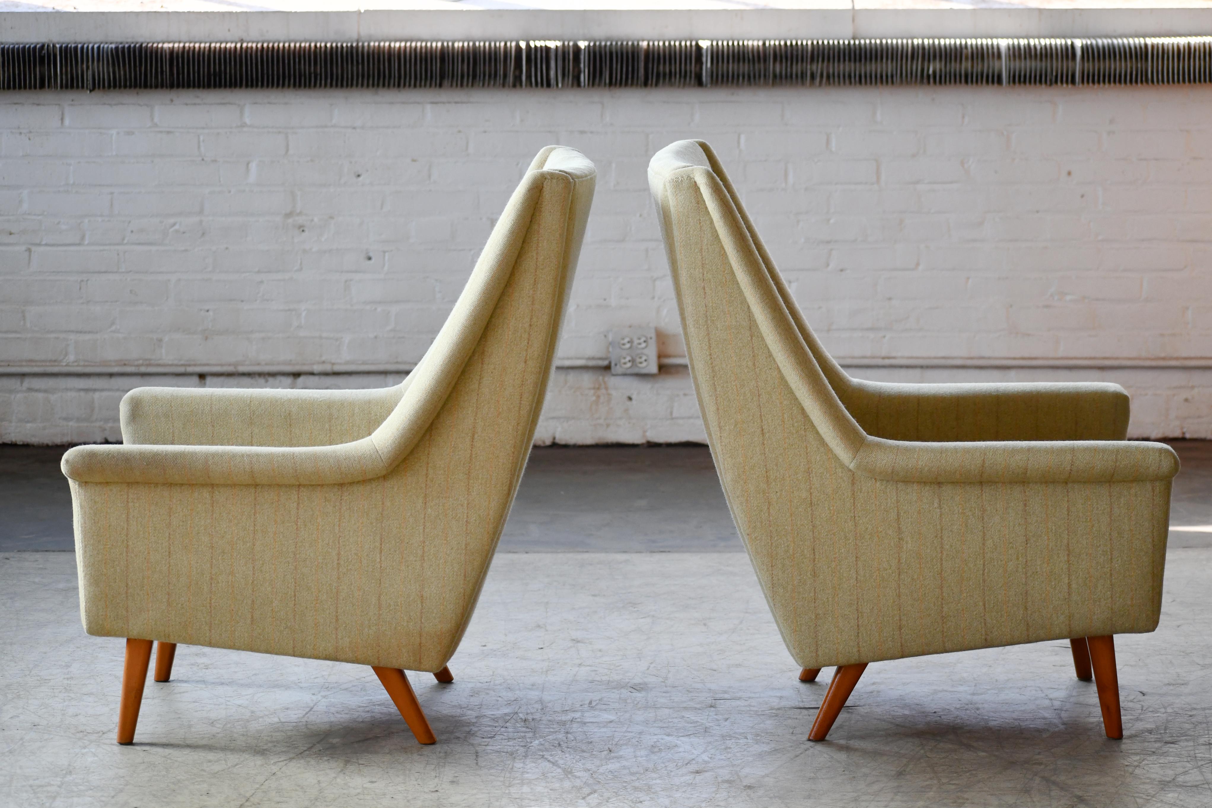 Pair of Folke Ohlsson Lounge Chairs for Fritz Hansen Danish Midcentury 3