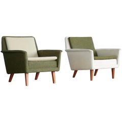 Pair Folke Ohlsson Model 5451 Lounge Chairs for Fritz Hansen Danish Midcentury