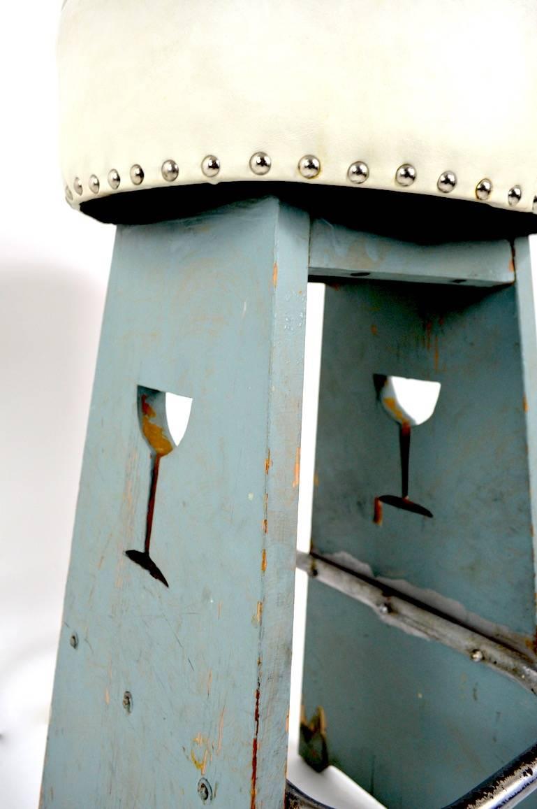 Pair of Folky Art Deco Stools In Fair Condition In New York, NY