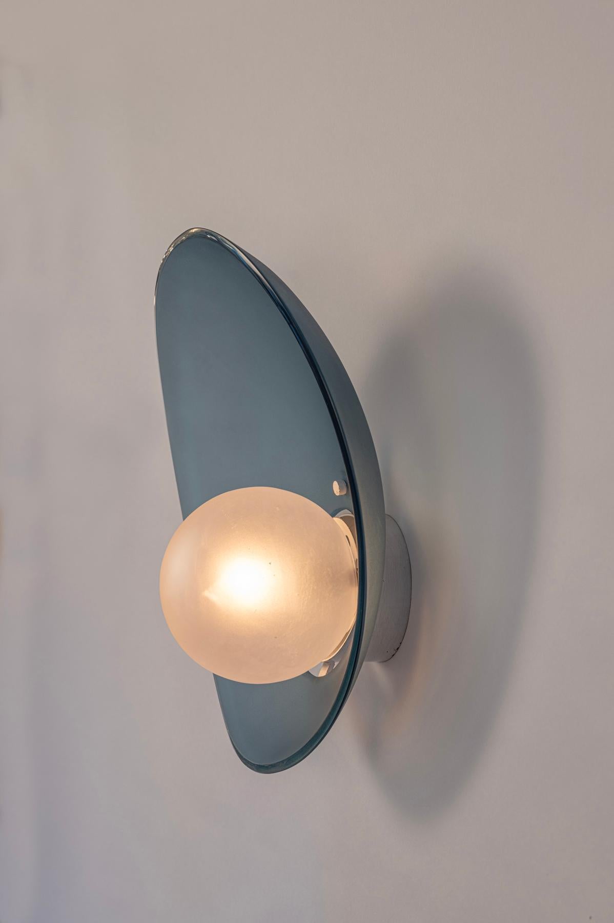 Frosted Pair Fontana Arte wall lights For Sale