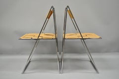 Pareja Fontoni & Geraci Elios Sillas Plegables Modernas Italianas Cromo y Cuero B