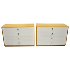 Founders Jack Cartwright White Mid-Century Modern Birch Wood Chest Dressers Pair