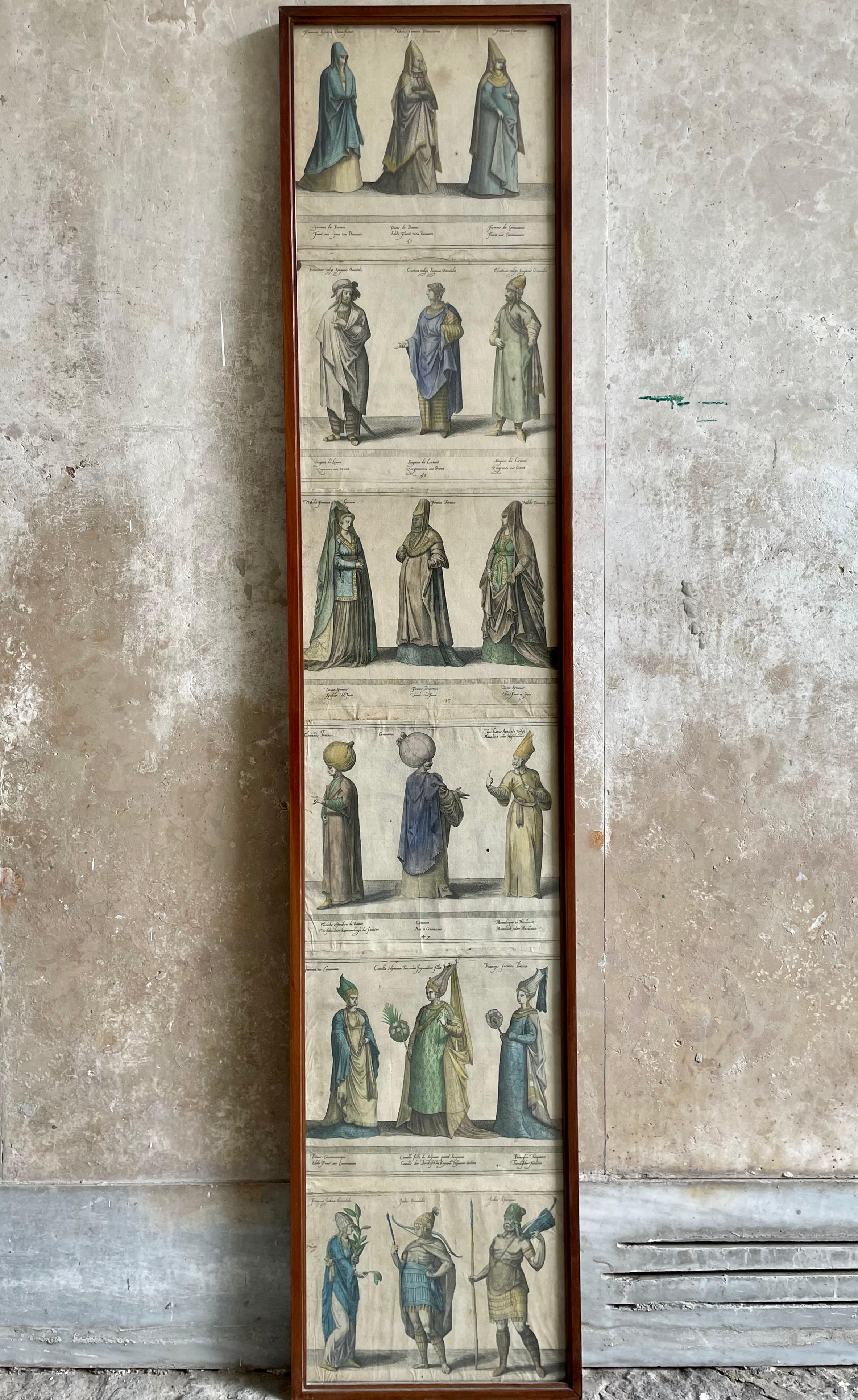 Europeo Coppia di incisioni antiche incorniciate di personaggi ottomani in vendita