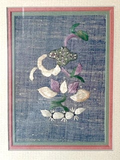 Pair of Framed Chinese Antique Textile Fragments Qing Dynasty Provenance