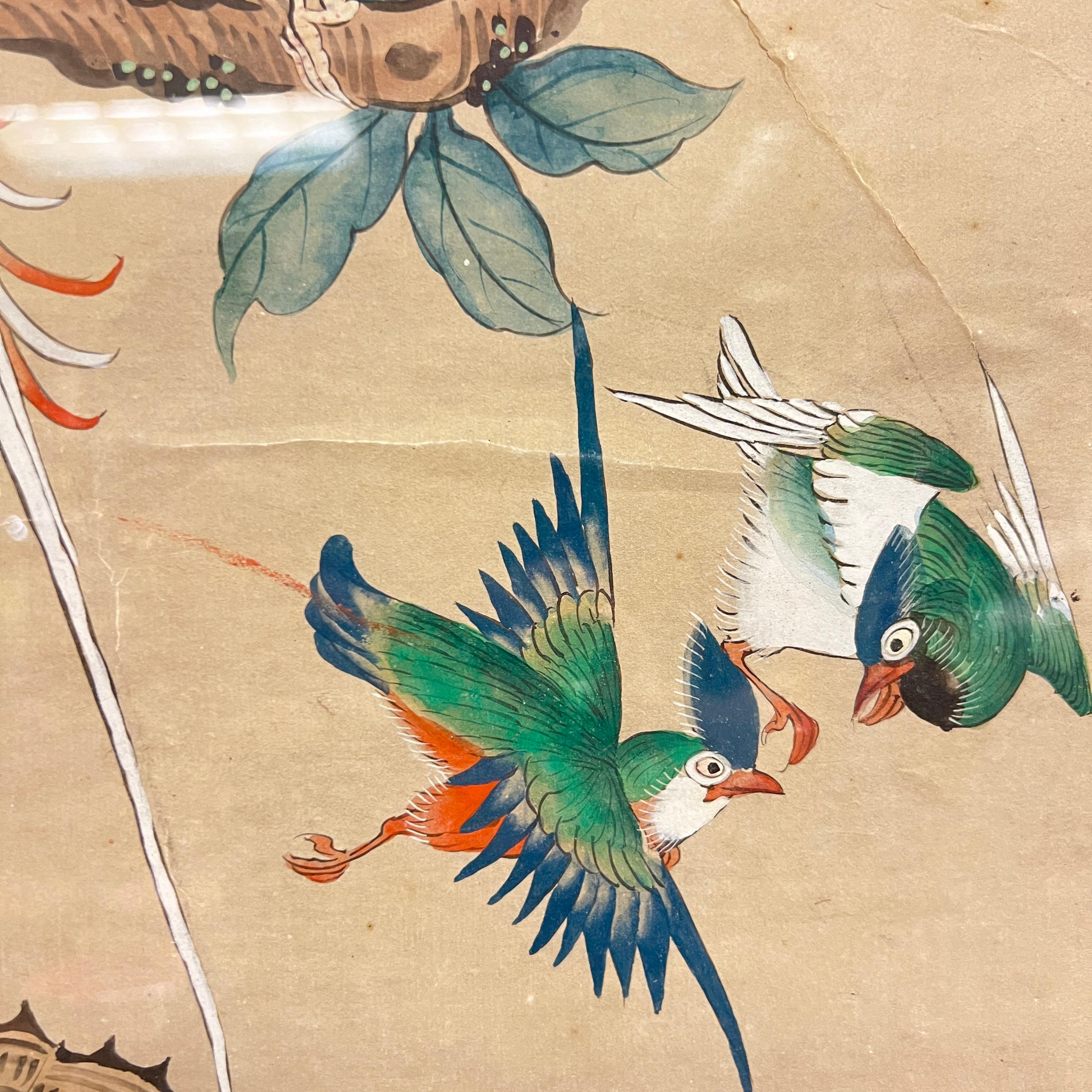 Pair Framed Chinese Watercolor Scrolls For Sale 7