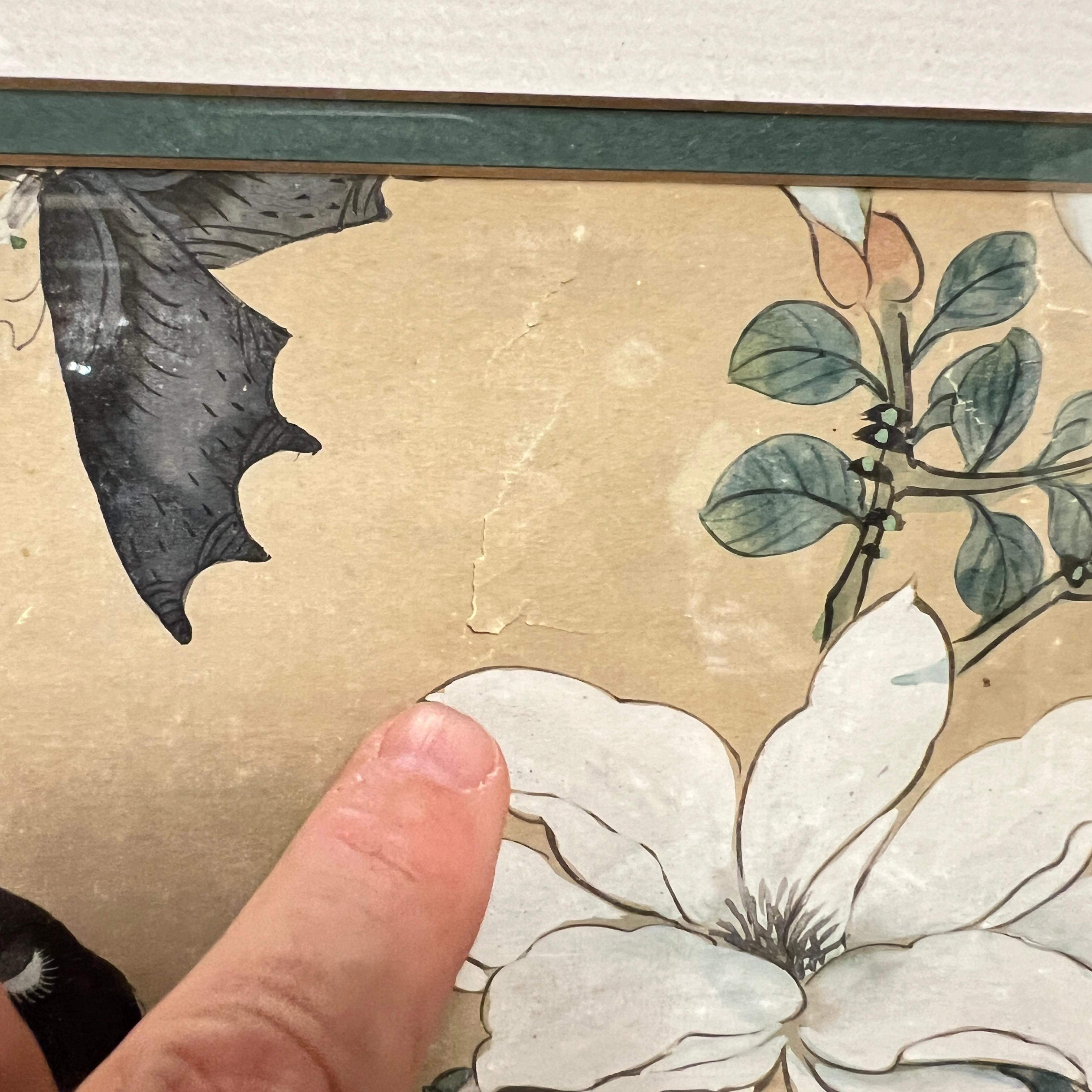 19th Century Pair Framed Chinese Watercolor Scrolls For Sale