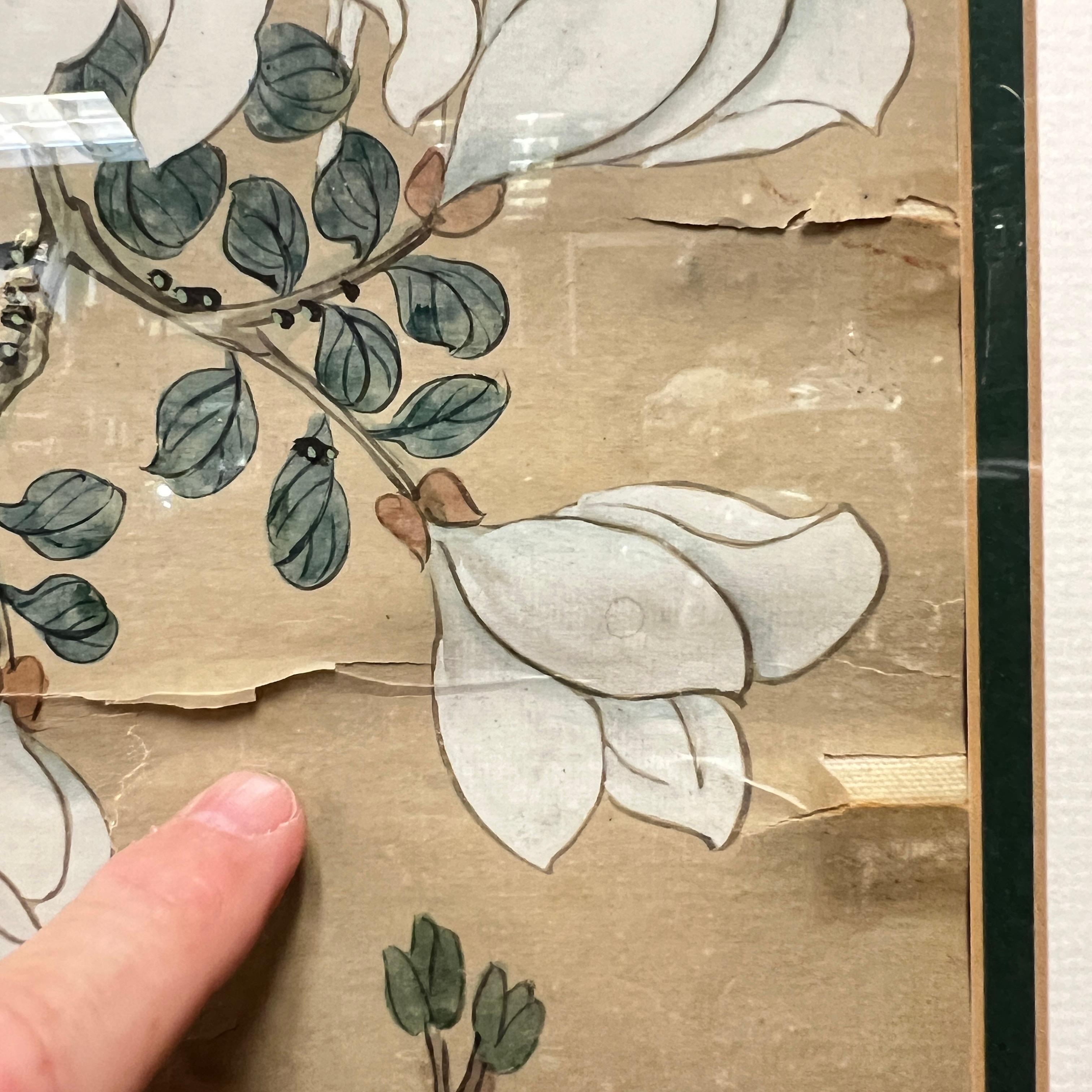 Pair Framed Chinese Watercolor Scrolls For Sale 2