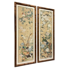 Pair Framed Chinese Watercolor Scrolls