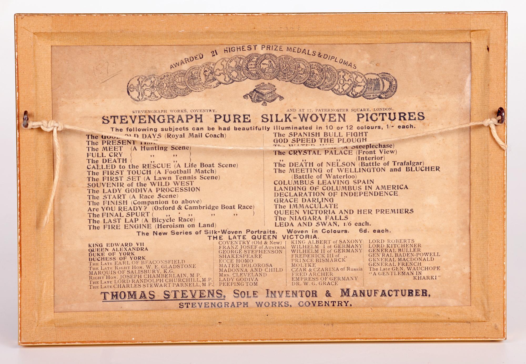 Pair Framed Silk Stevengraphs The Present Time & The Good Old Days For Sale 2