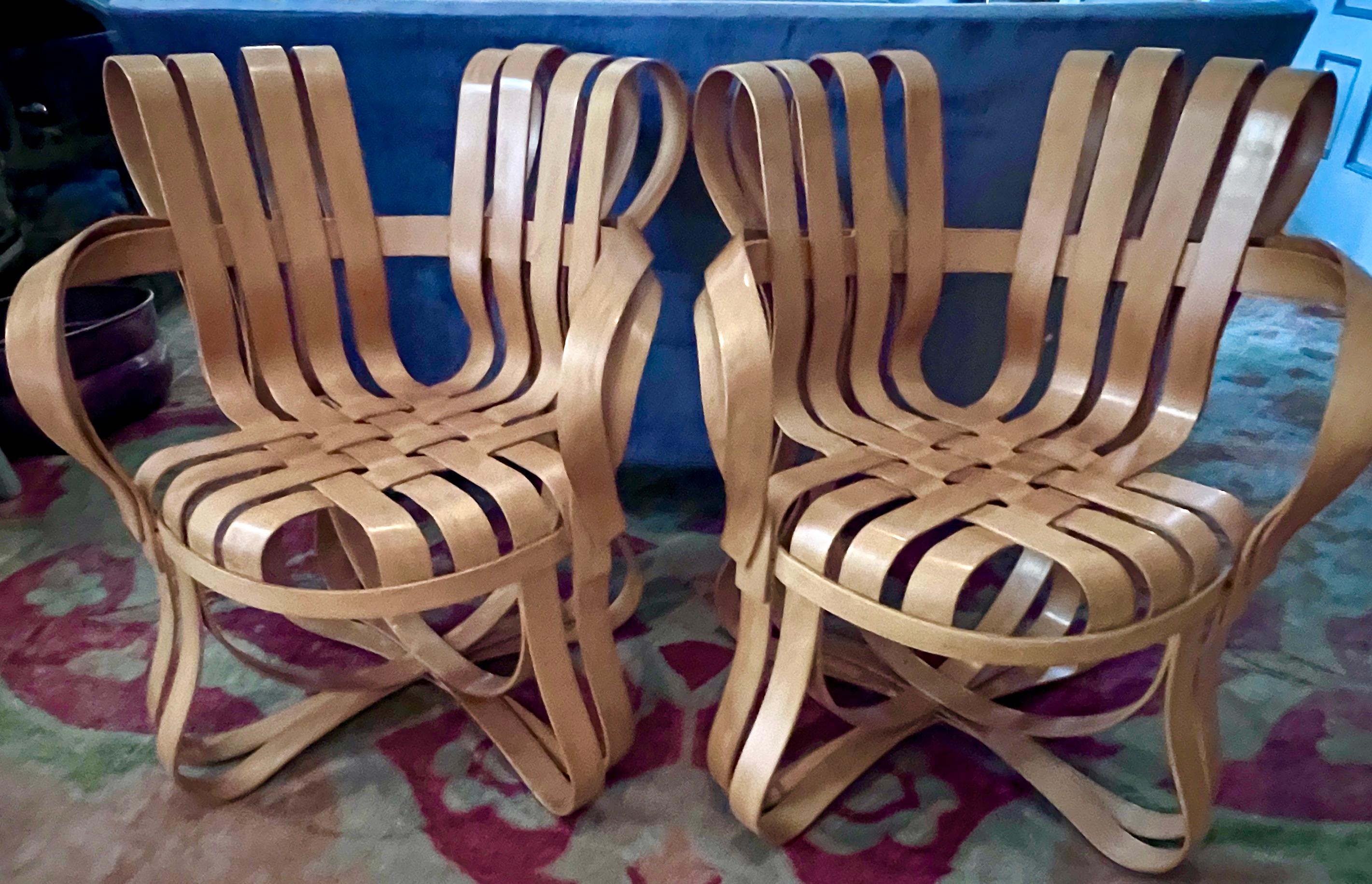 Paire de chaises Frank Gehry en érable courbé à carreaux croisés pour Knoll en vente 5