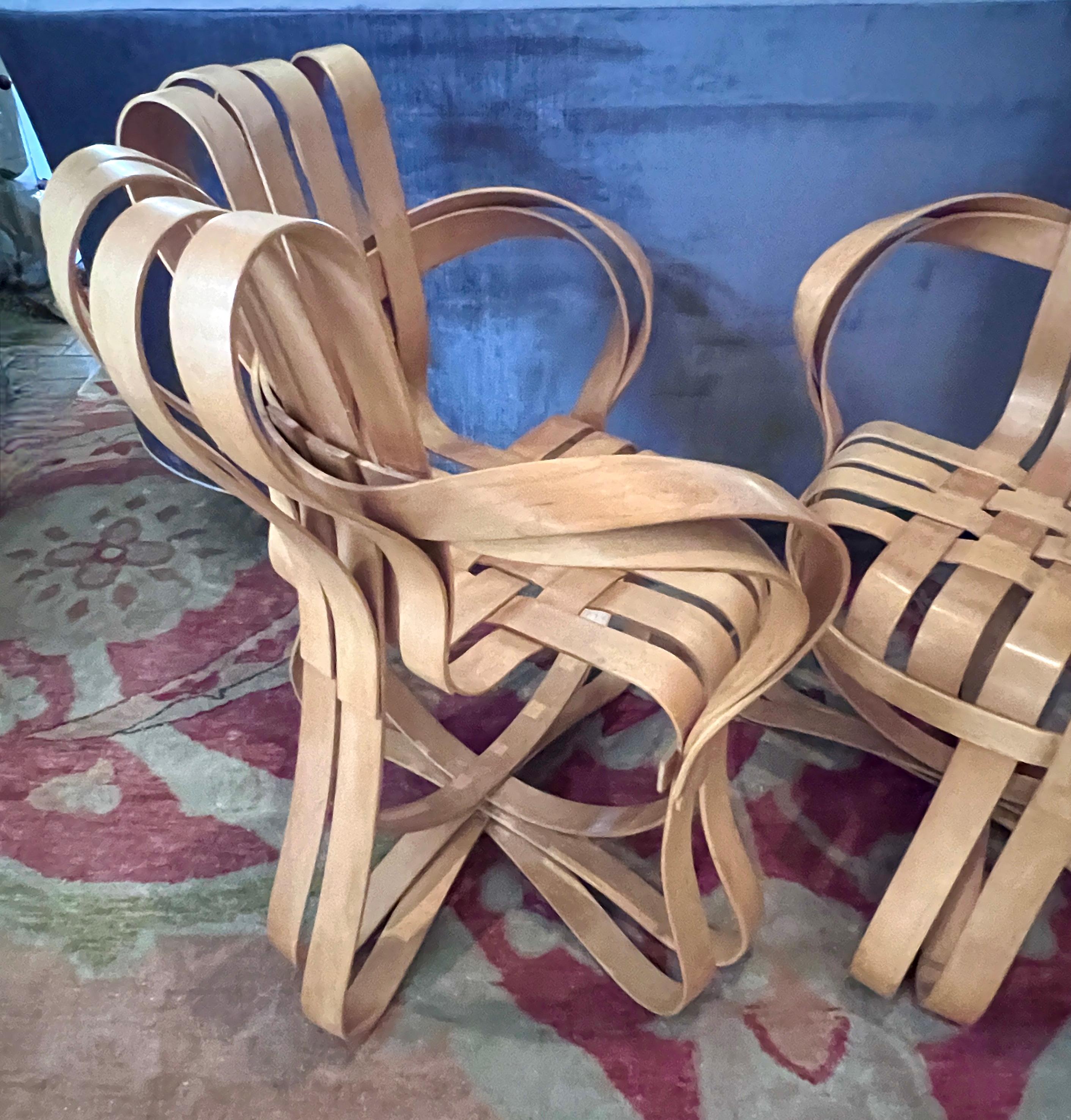 Paire de chaises Frank Gehry en érable courbé à carreaux croisés pour Knoll en vente 6