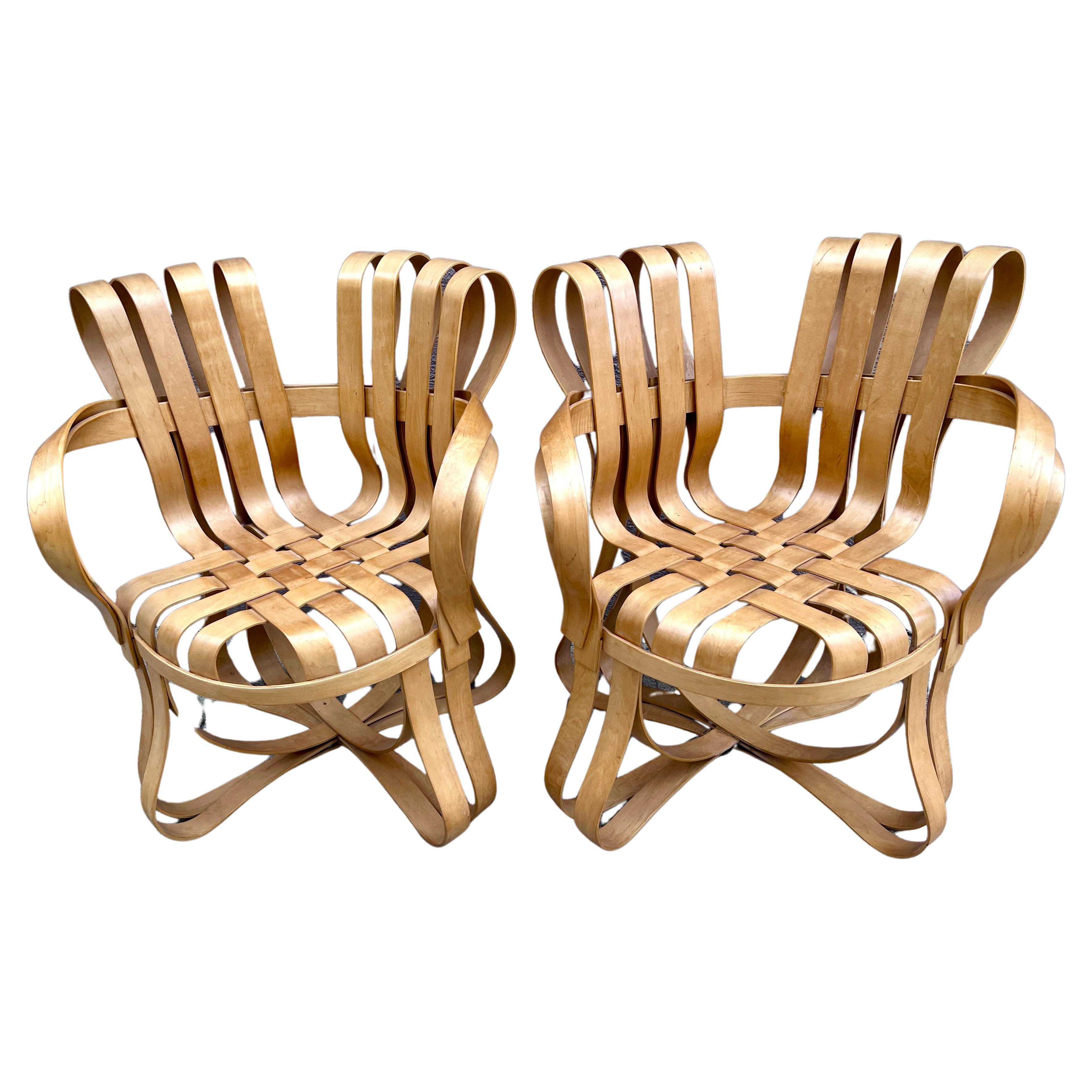 Paire de chaises Frank Gehry en érable courbé à carreaux croisés pour Knoll en vente 11