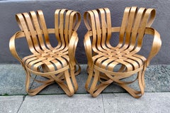 Pair Frank Gehry Cross Check Bent Maple Chairs For Knoll