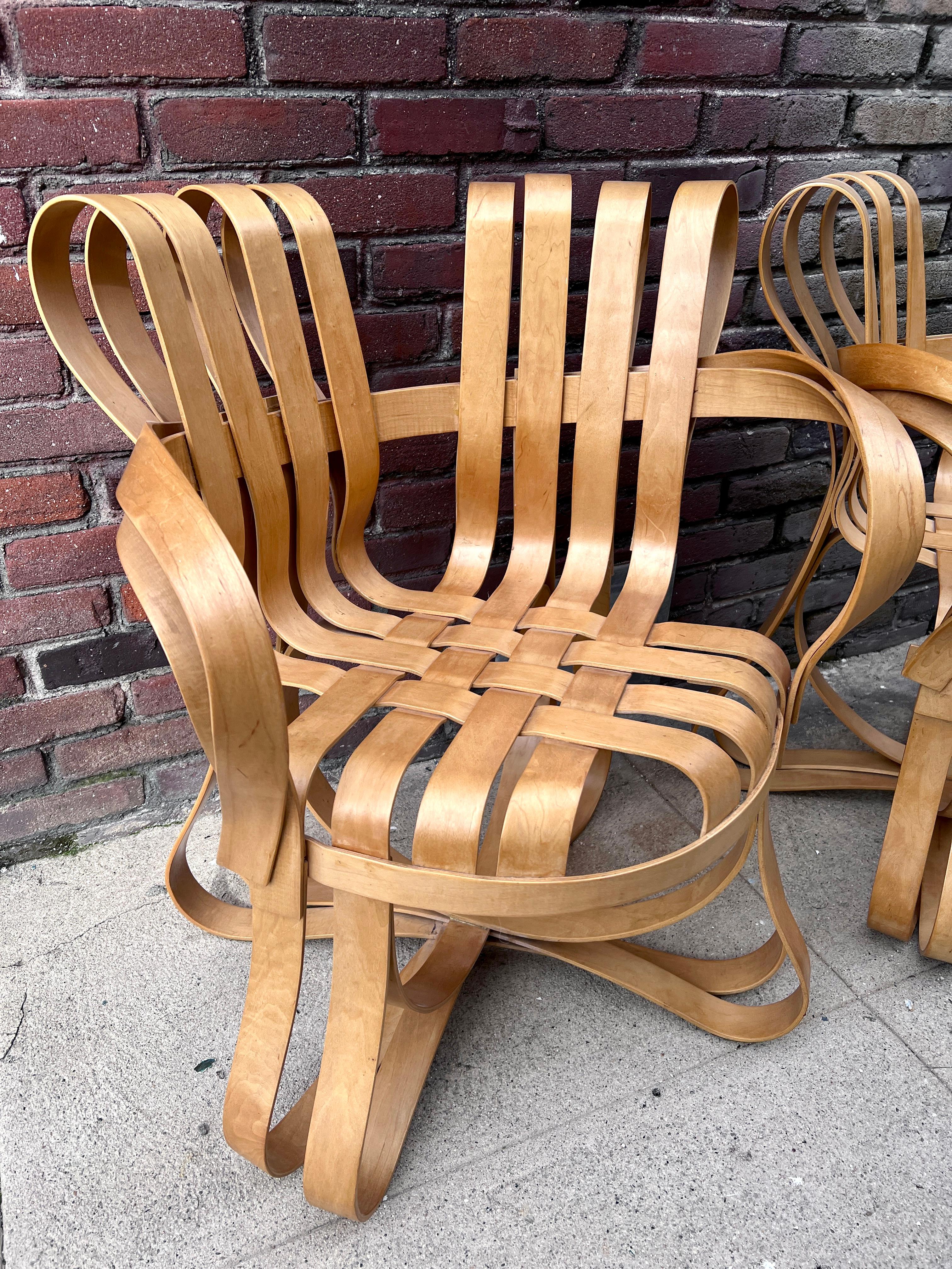 Pair Frank Gehry Cross Check Bent Maple Chairs For Knoll For Sale 2