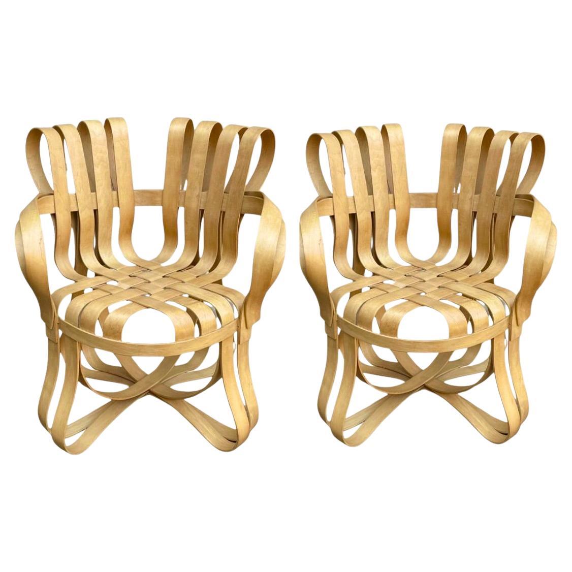 Pair Frank Gehry Cross Check Bent Maple Chairs For Knoll For Sale