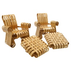Pair Frank Gehry Power Play Chairs & Ottomans for Knoll, Signed, Great Condition